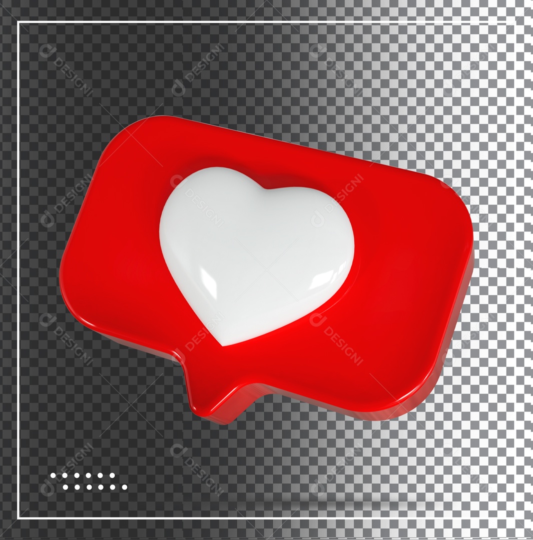 Like Red With White Heart 3D PSD Element