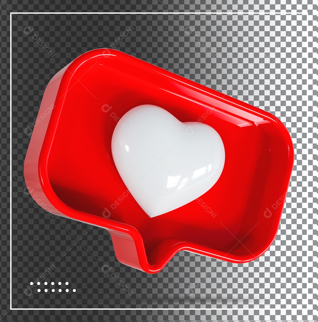 Like Vermelho De Coração Branco Elemento 3D PSD