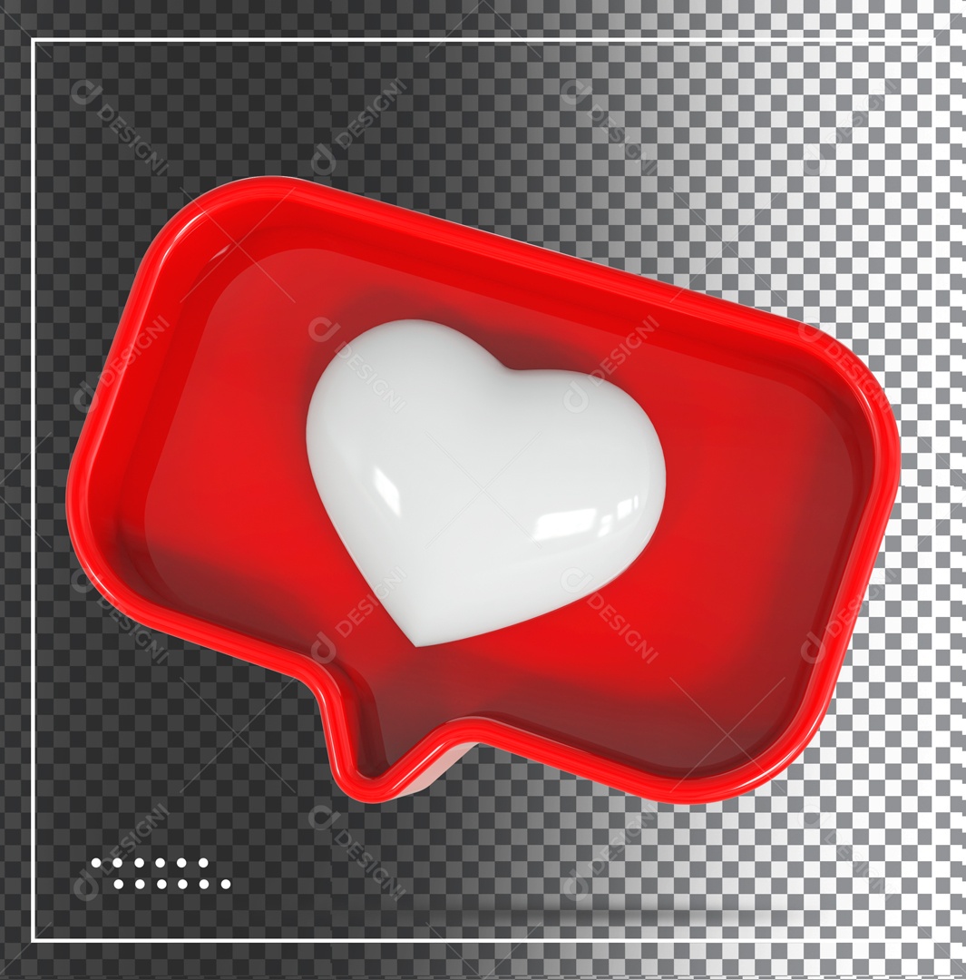Like Vermelho De Coração Branco Elemento 3D PSD