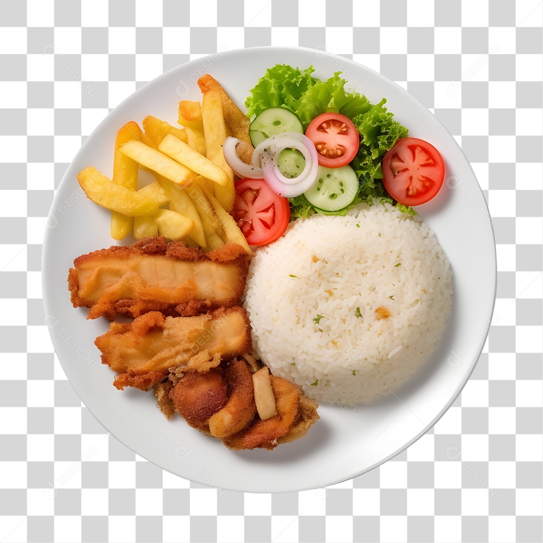 Prato De Comida Arroz Frango PNG Transparente