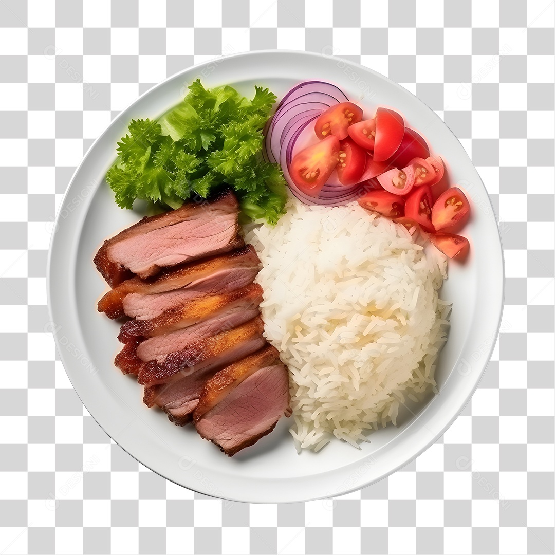 Food Plate Rice Meat And Salad Transparent PNG