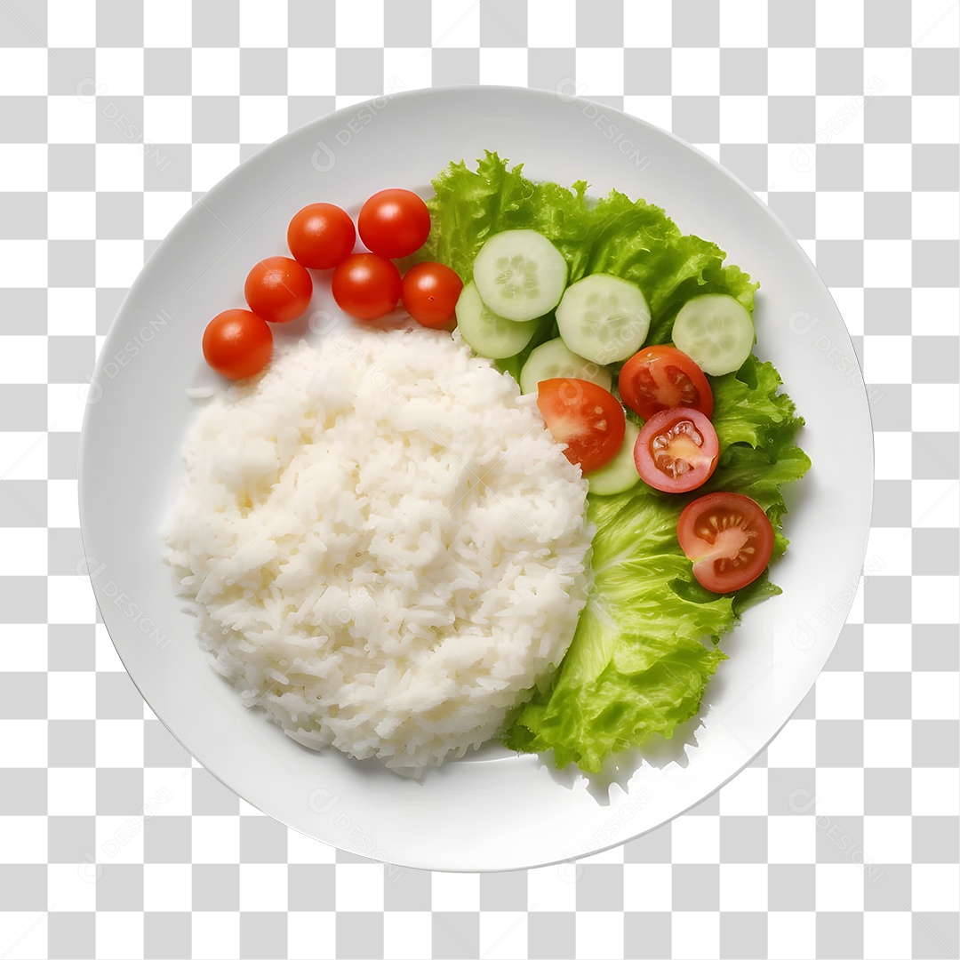 Prato De Comida Arroz E Salada PNG Transparente