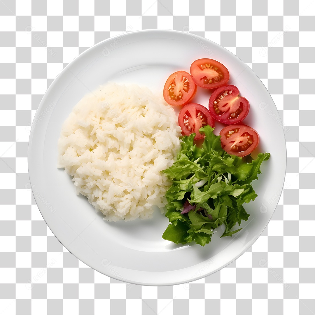 Prato De Comida Arroz E Salada PNG Transparente