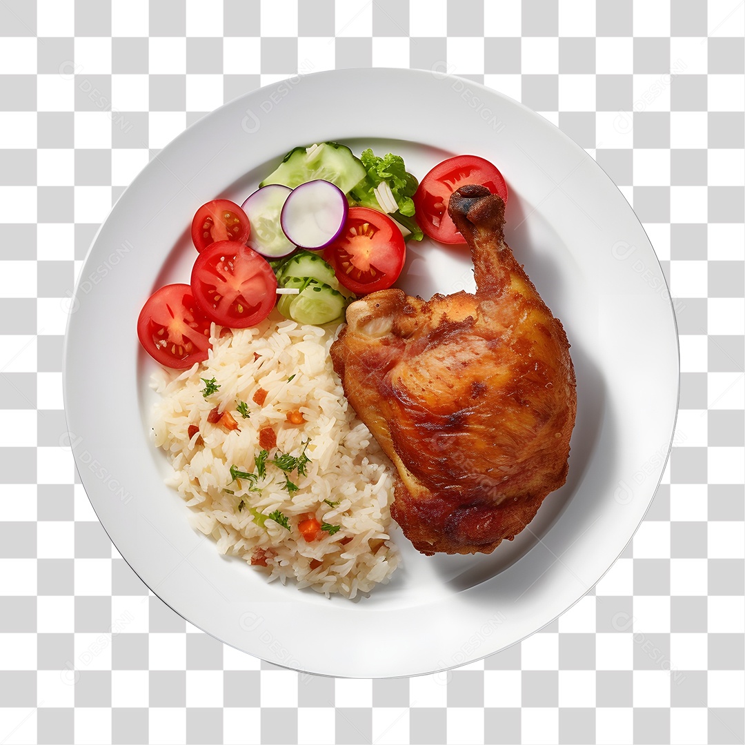 Prato De Comida Arroz Frango E Salada PNG Transparente