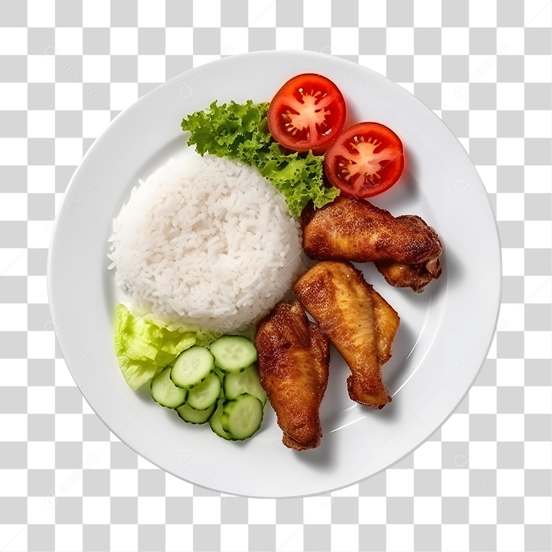 Prato De Comida Arroz Frango E Salada PNG Transparente