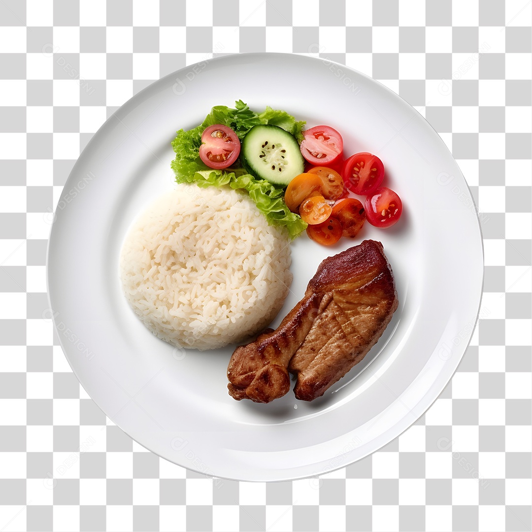 Prato De Comida Arroz Bife E Salada PNG Transparente