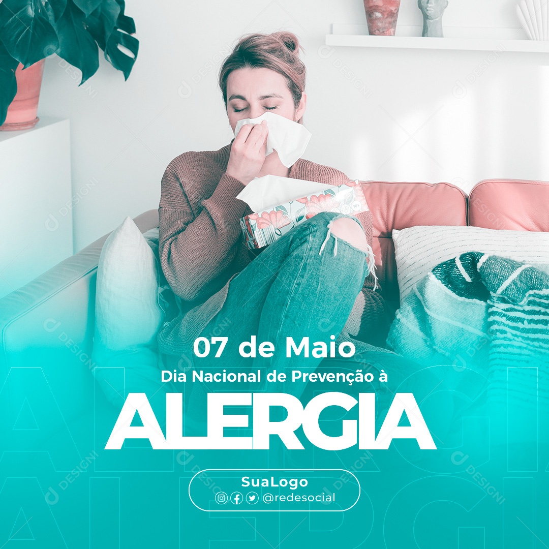 Dia Nacional de Prevenção á Alergia 07 de Maio Social Media PSD Editável