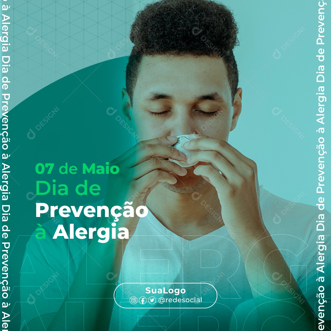 Dia Nacional de Prevenção á Alergia 07 de Maio Social Media PSD Editável