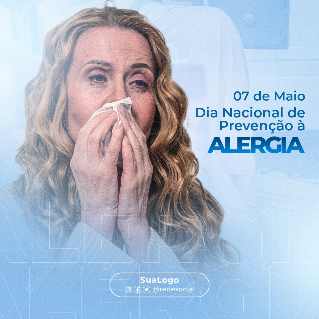 Dia Nacional de Prevenção á Alergia 07 de Maio Social Media PSD Editável