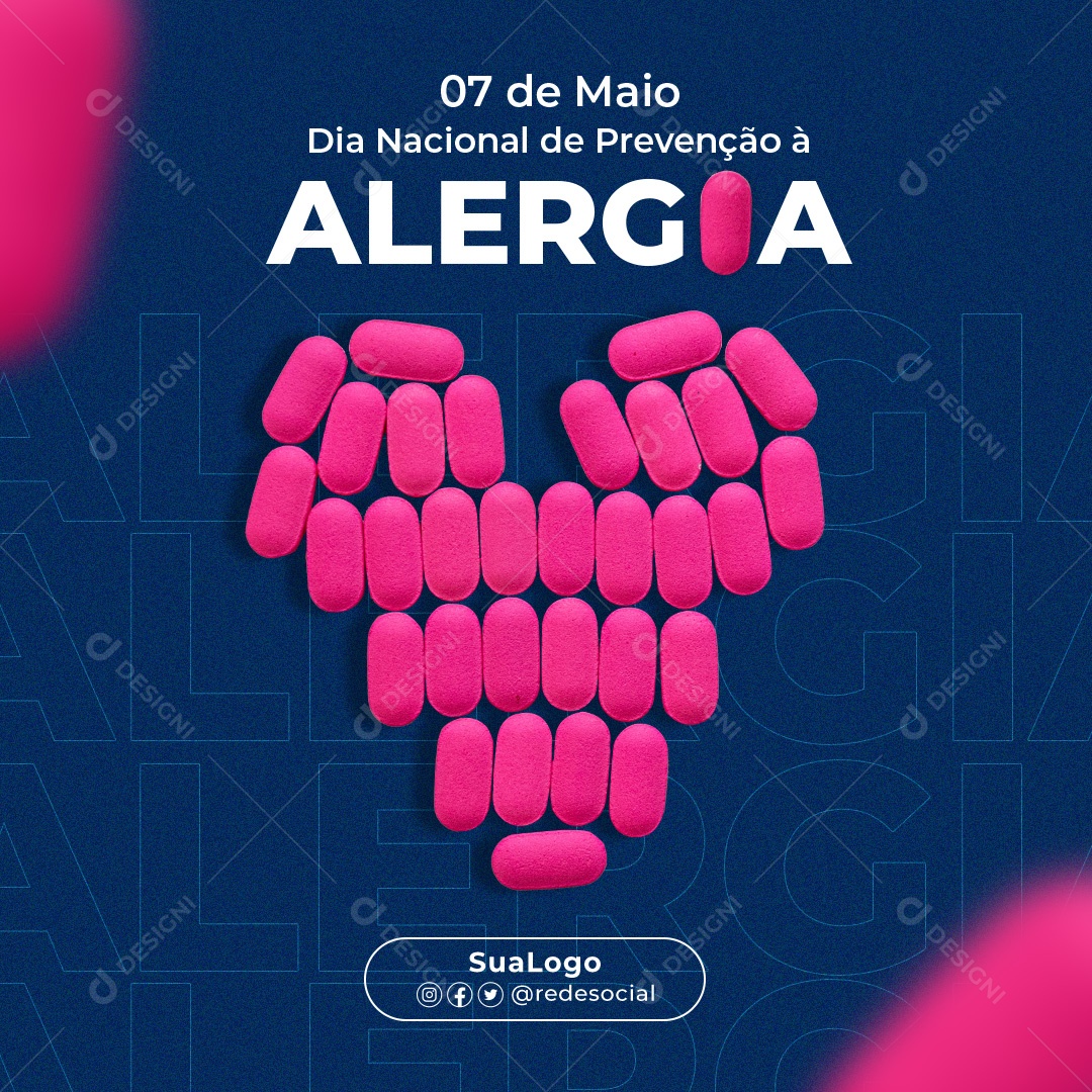 Dia Nacional de Prevenção á Alergia 07 de Maio Social Media PSD Editável