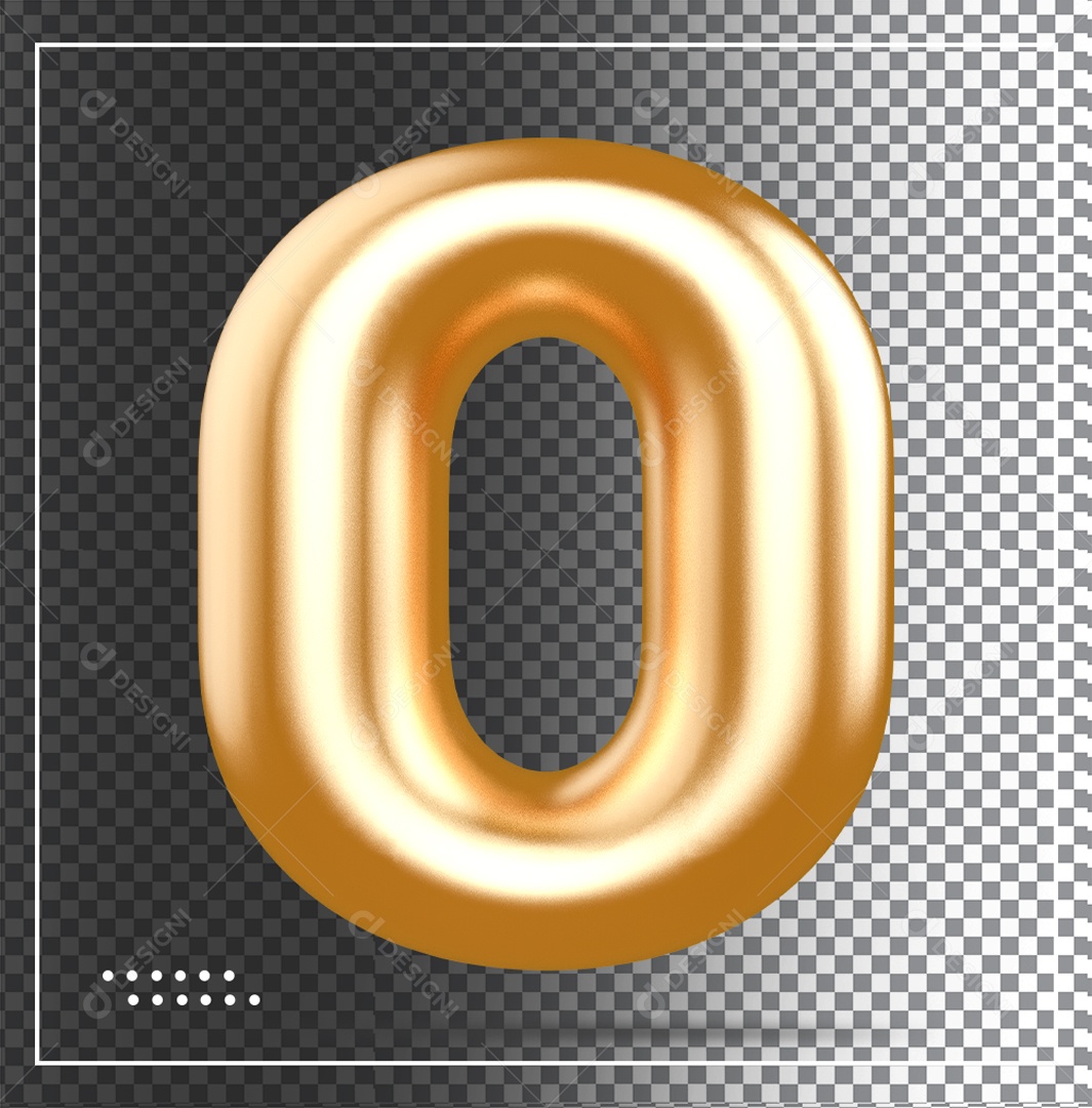 Elemento 3D Balão De Numero 0 Dourado PSD