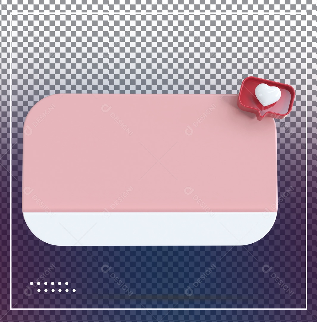 Elemento 3D Caixa De Mensagem Rosa Emoji Vermelho Coração PSD