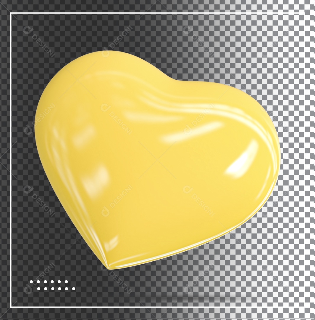 Elemento 3D Coração Amarelo PSD