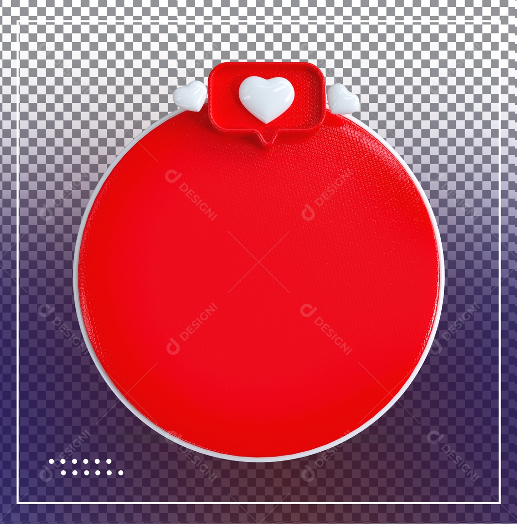 Elemento 3D Caixa De Texto Vermelho E Branco Like Vermelho 3 Coração PSD