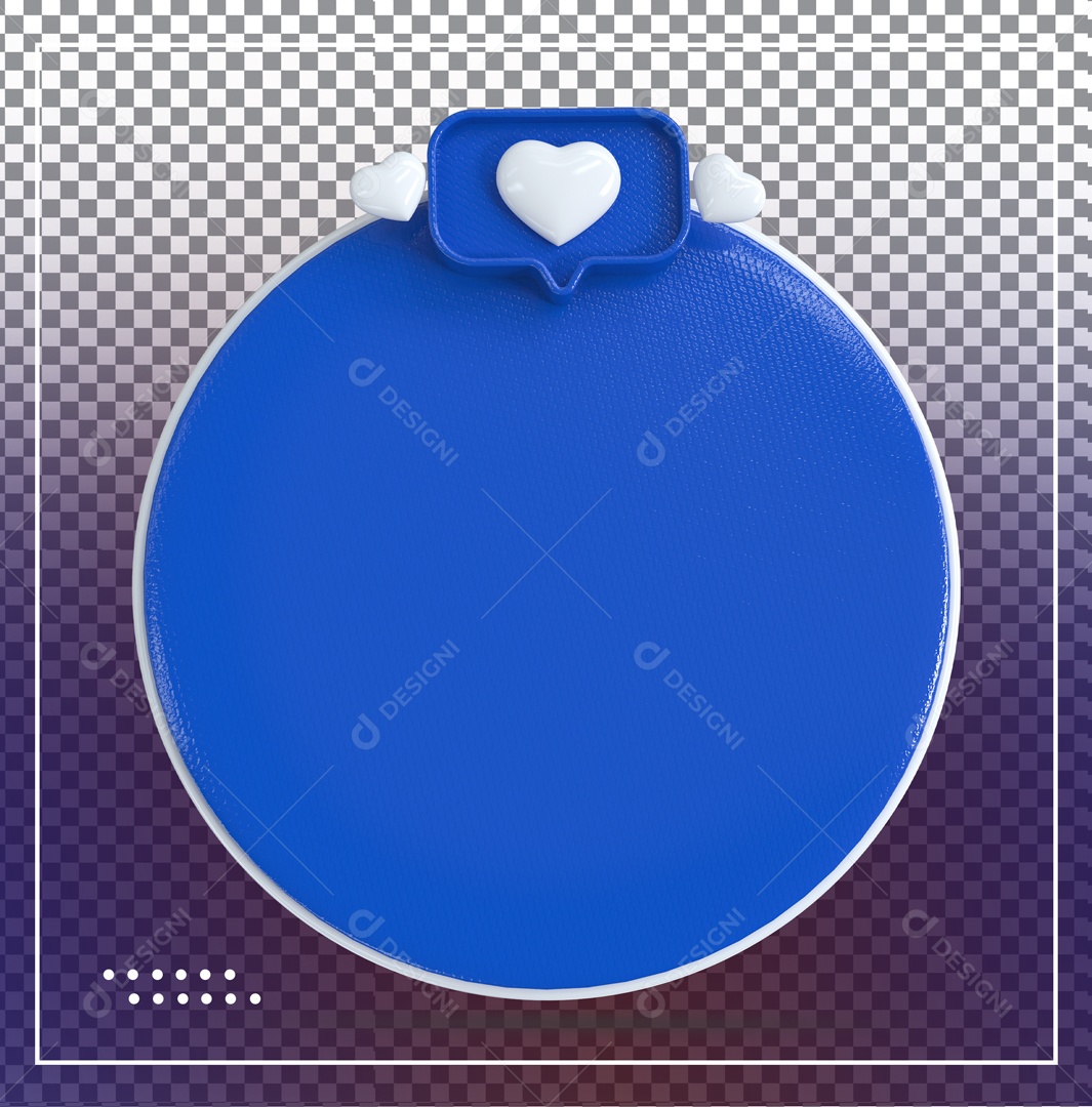 Elemento 3D Caixa De Texto Azul E Branco Like Azul 3 Coração PSD