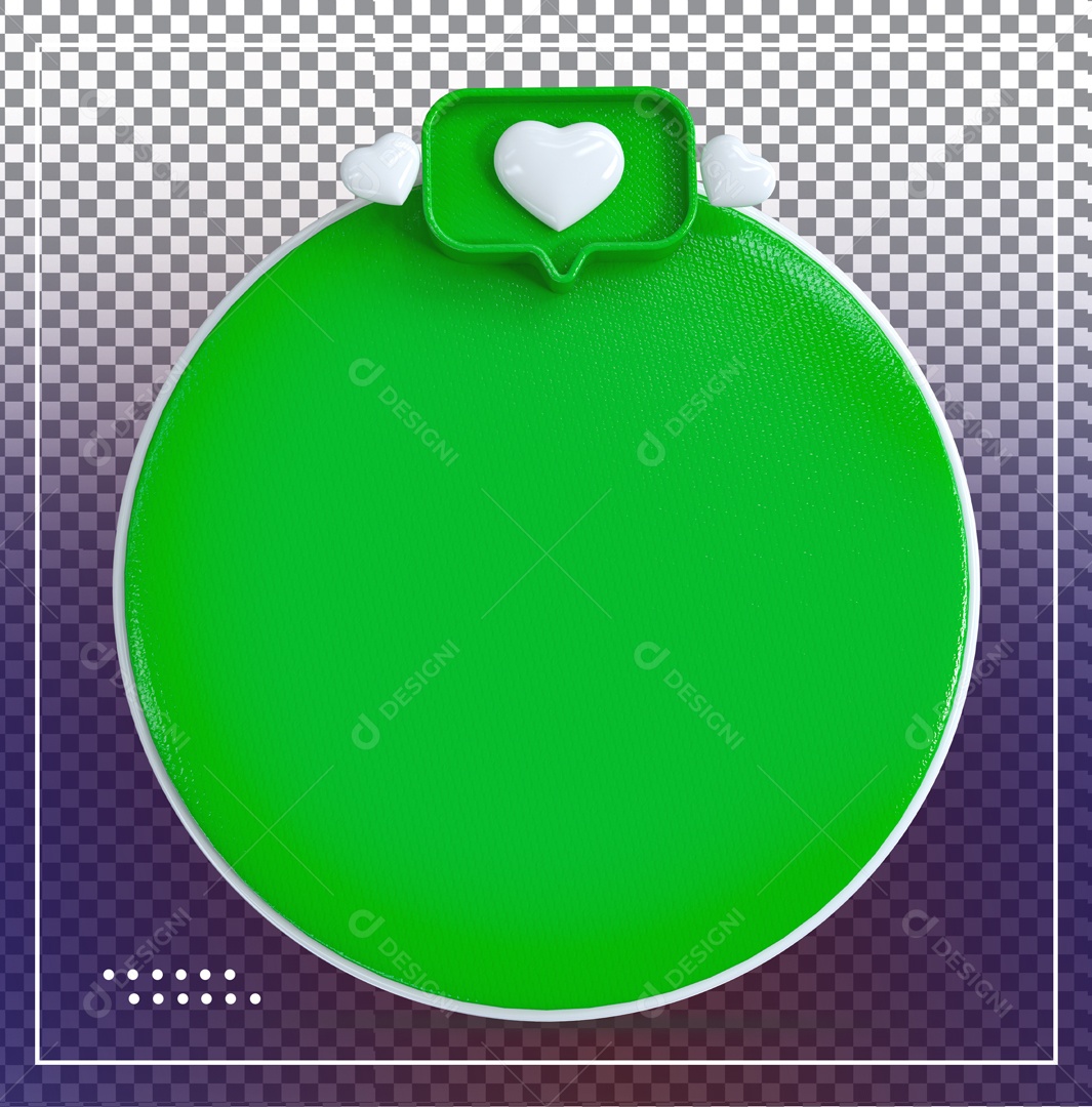 Elemento 3D Caixa De Texto Verde E Branco Like Verde 3 Coração PSD
