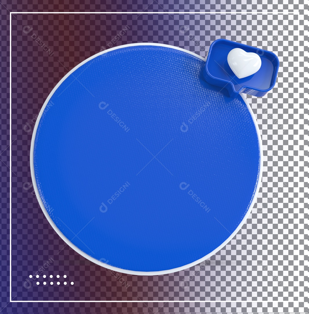 Elemento 3D Caixa De Texto Azul E Branco Like Azul Coração PSD