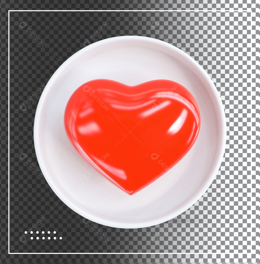 Emoji Branco De Coração Branco Vermelho 3D PSD