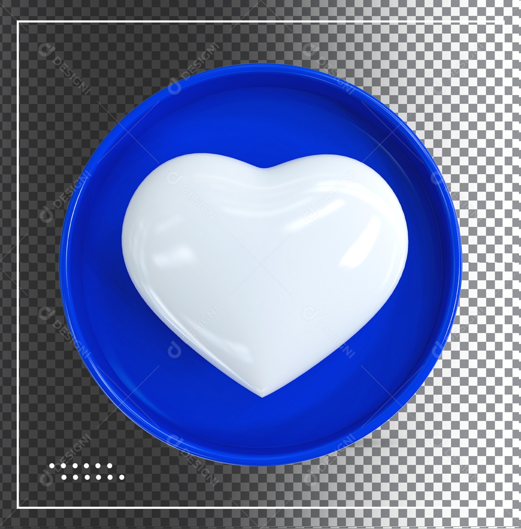 Emoji Azul De Coração Branco Elemento 3D PSD