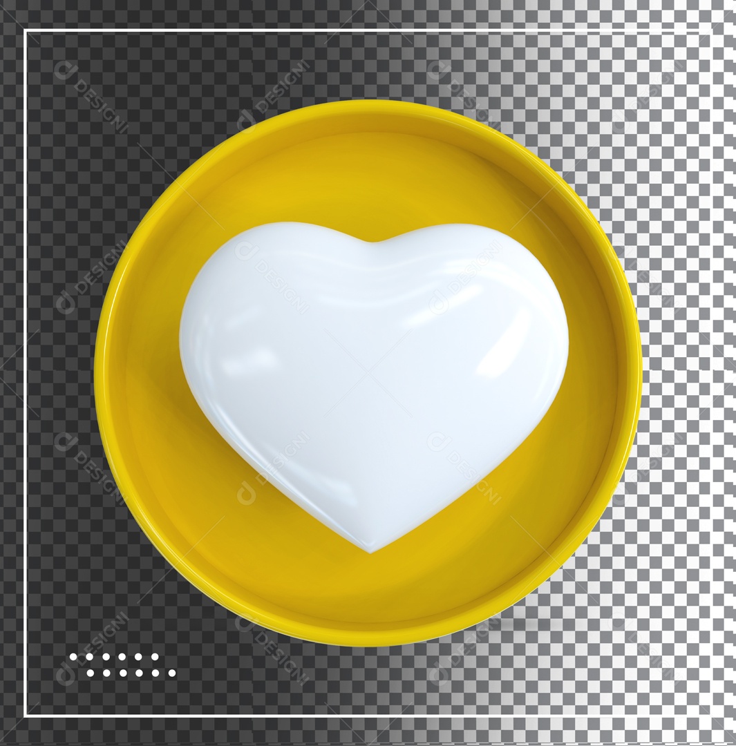 Emoji Amarelo De Coração Branco Elemento 3D PSD