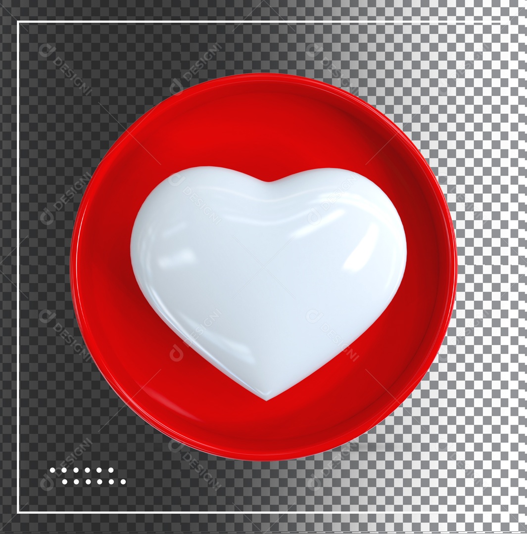 Emoji Vermelho De Coração Branco Elemento 3D PSD