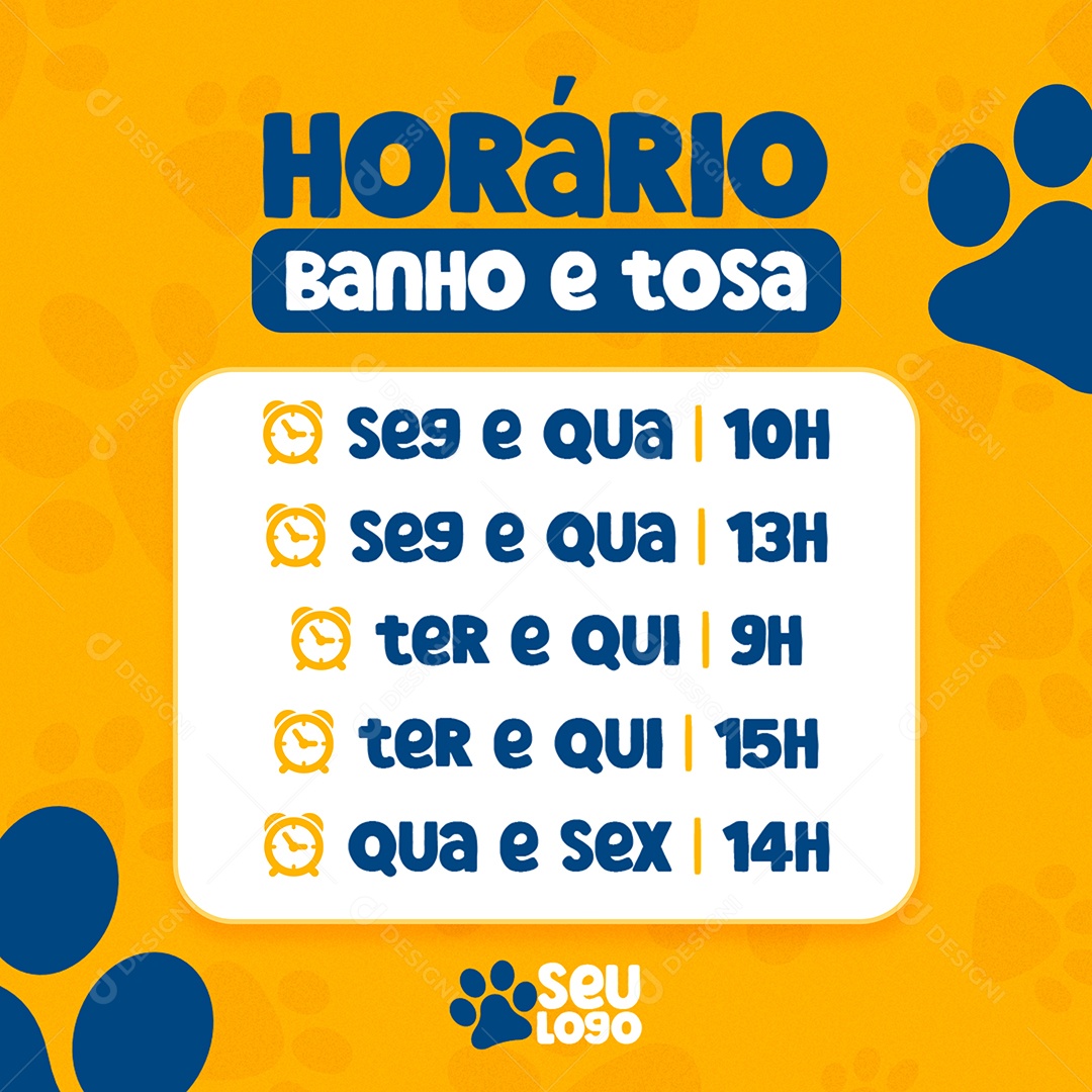 Pet Shop Horário de Banho e Tosa Social Media PSD Editável