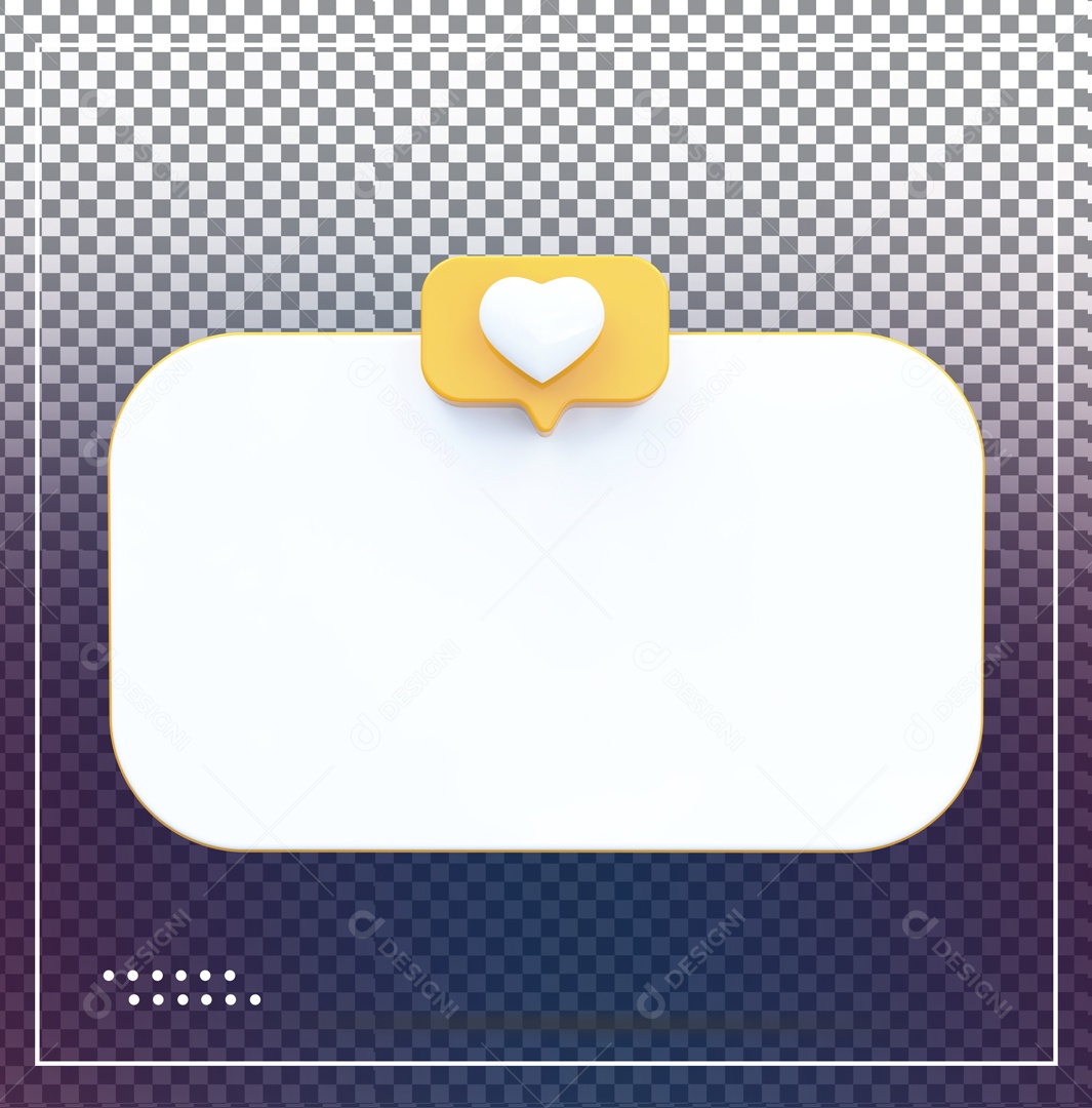 Caixa De Mensagem Branca Like Amarelo Coração Elemento 3D PSD