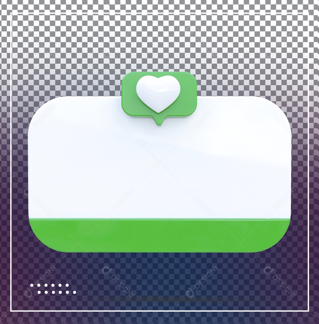 Caixa De Mensagem Branca E Verde Like Verde Coração Elemento 3D PSD