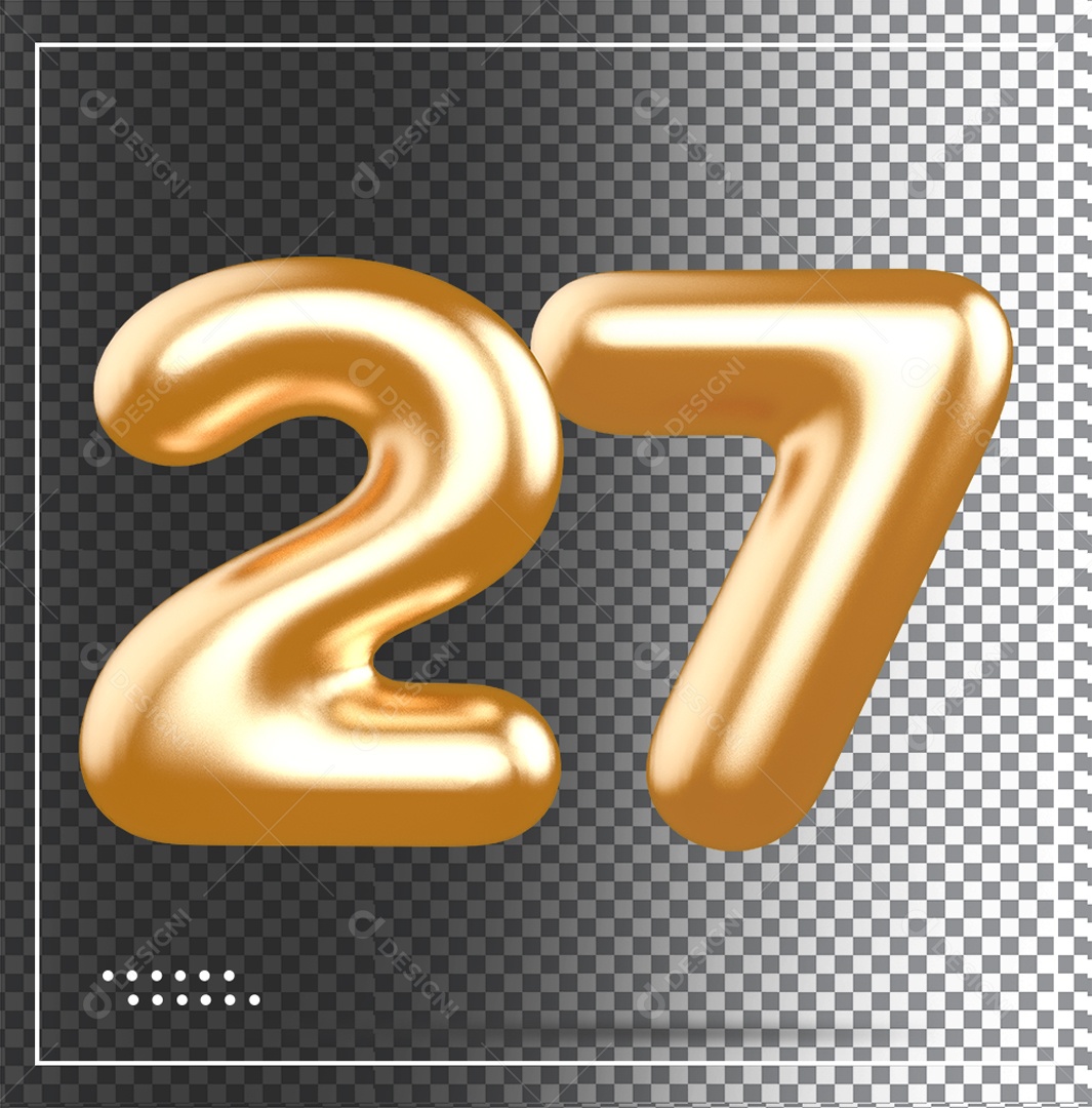 Elemento 3D Balão De Número 27 Dourado PSD