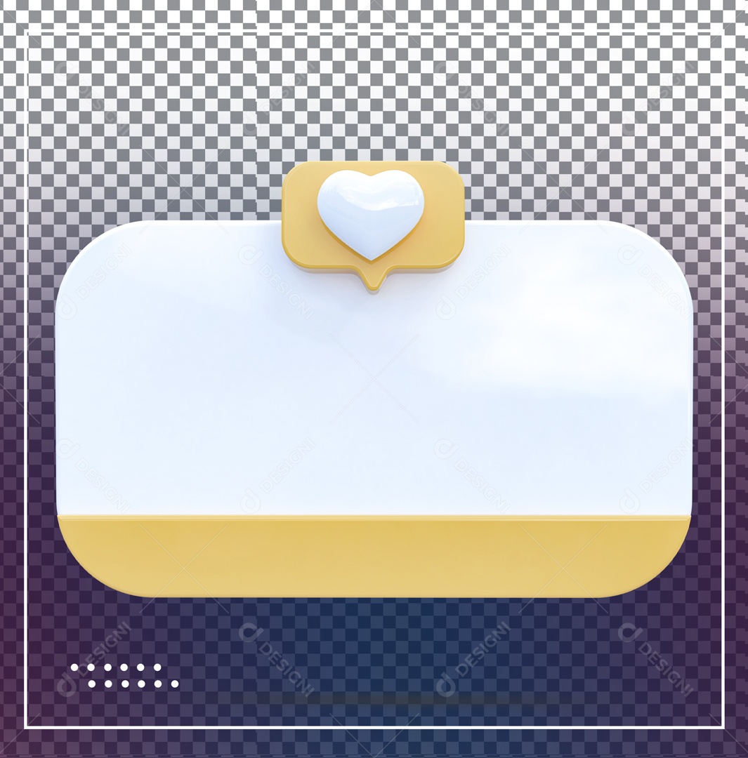 Caixa De Mensagem Branco E Amarelo Like Amarelo Coração Elemento 3D PSD