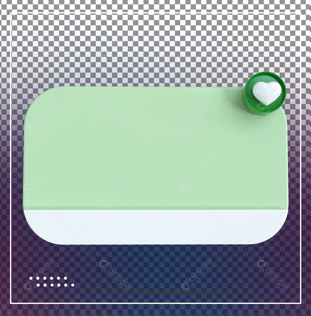Caixa De Mensagem Verde E Branco Emoji Verde Coração Elemento 3D PSD