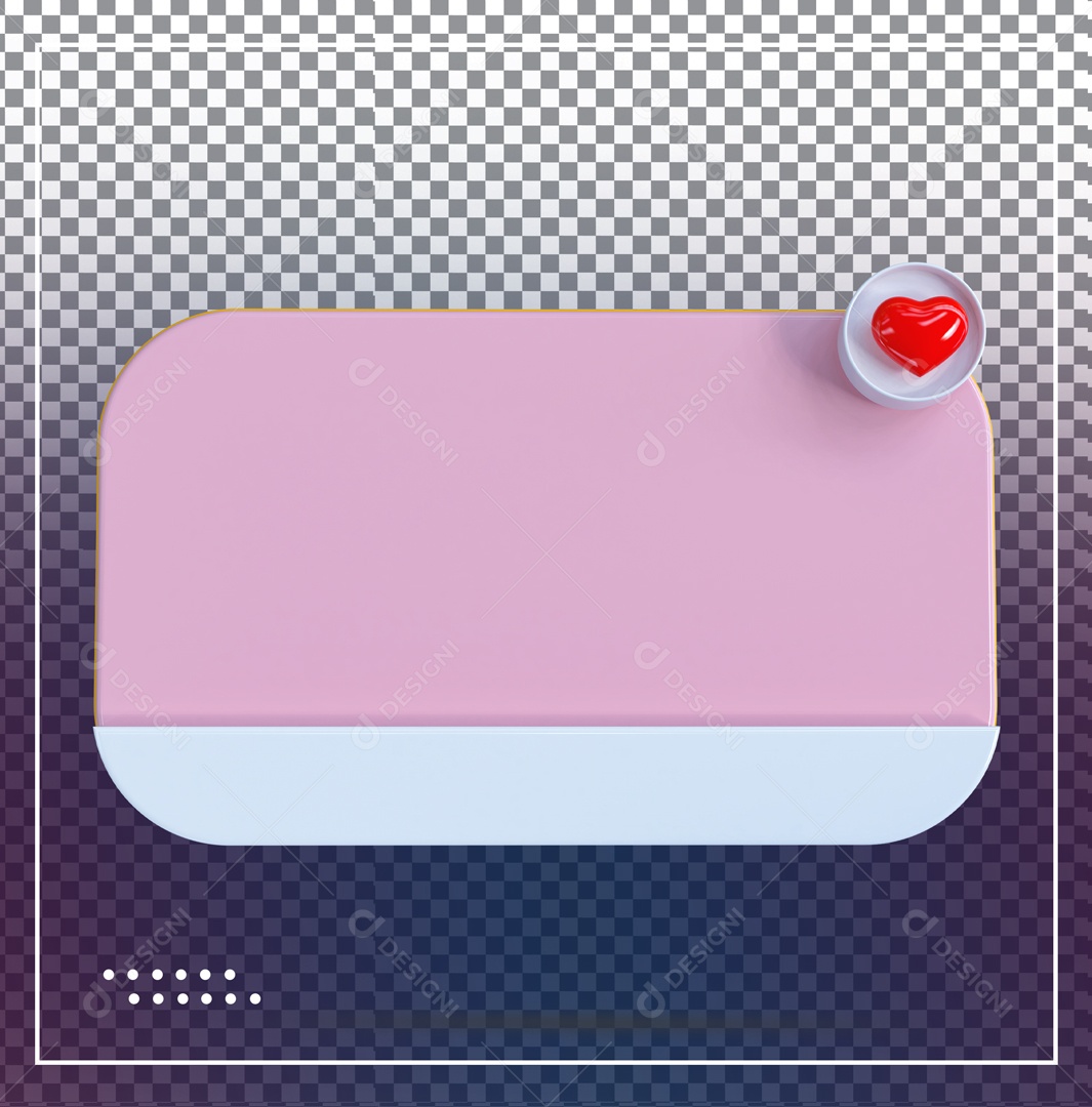 Caixa De Mensagem Rosa Emoji Branco Coração Elemento 3D PSD