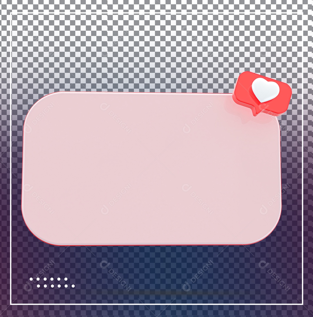 Caixa De Mensagem Rosa Emoji Vermelho Coração Elemento 3D PSD