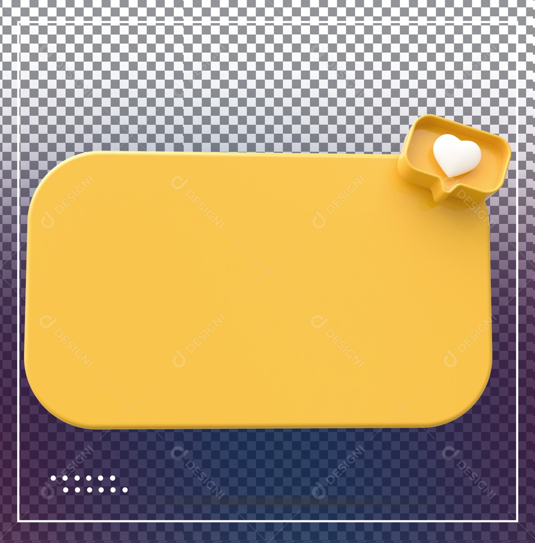 Caixa De Mensagem Amarelo Emoji Coração Elemento 3D PSD