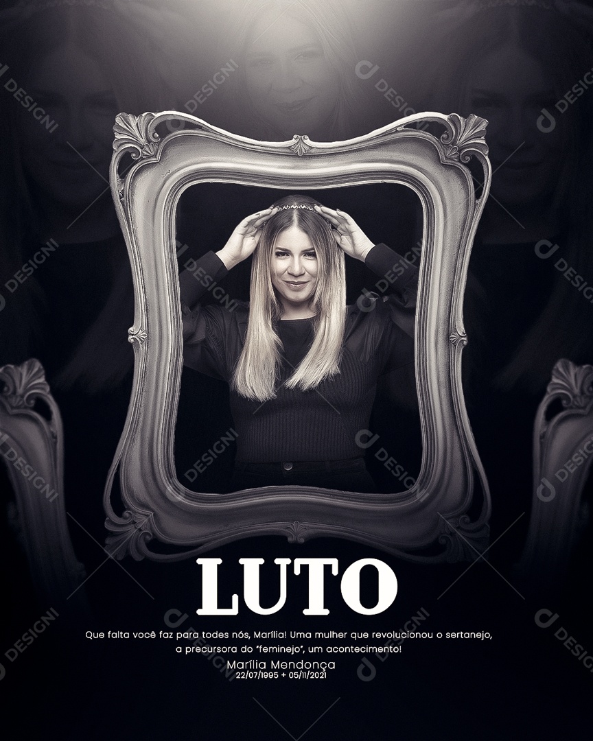 Luto Marilia Mendonça Social Media PSD Editável