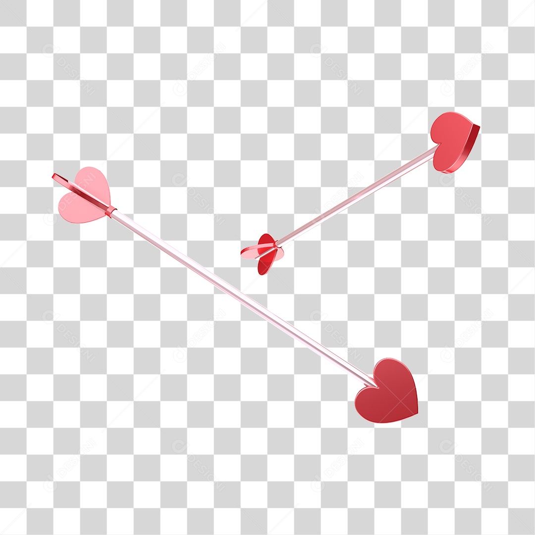 Elemento 3D Para Composição Flecha do Dia dos Namorados PNG Transparente