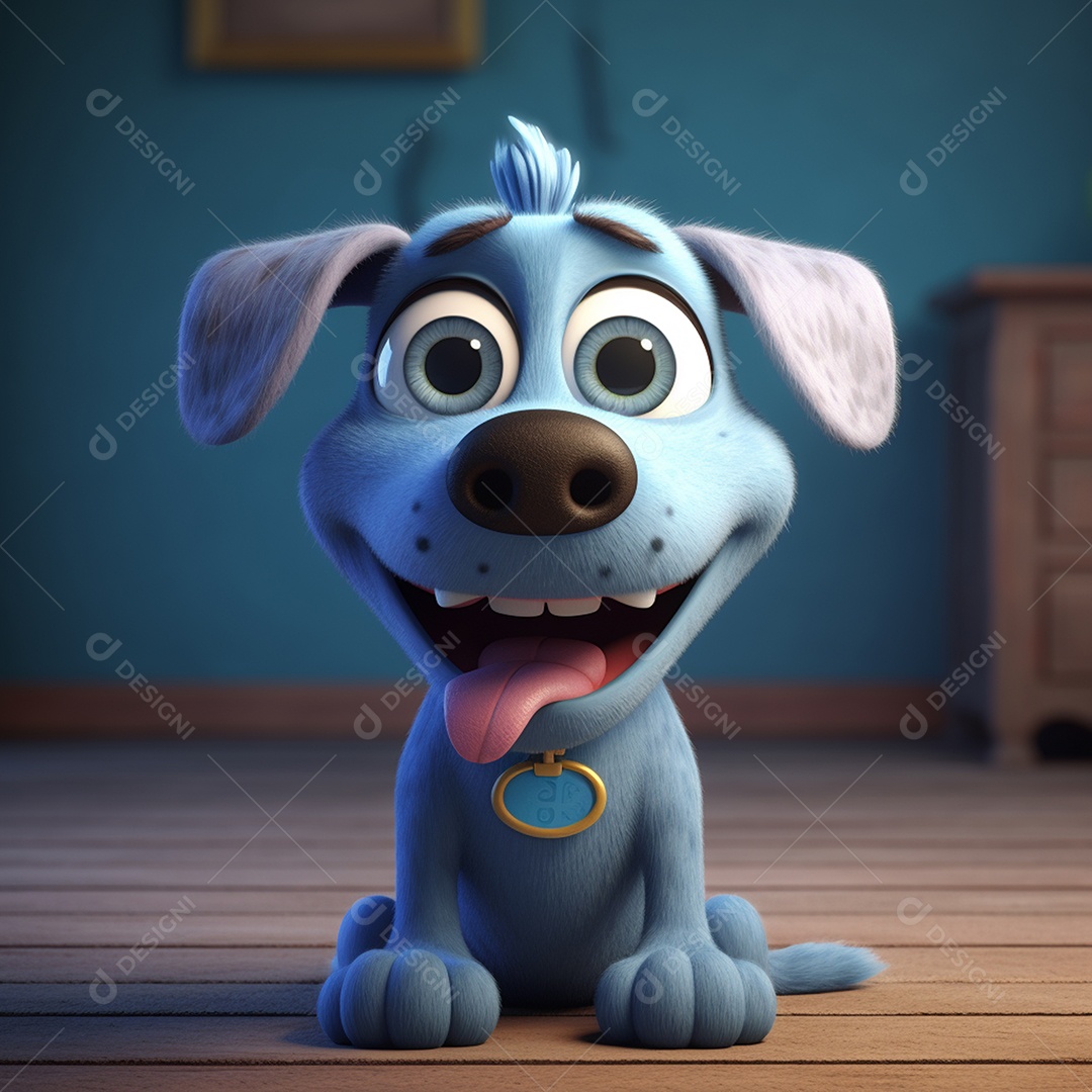 Cachorro de desenho animado fofo e engraçado