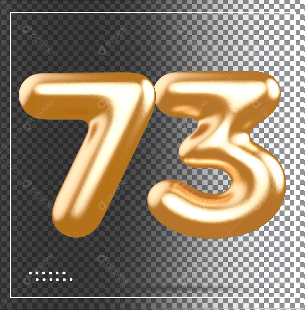 Elemento 3D Balão De Número 73 Dourado PSD