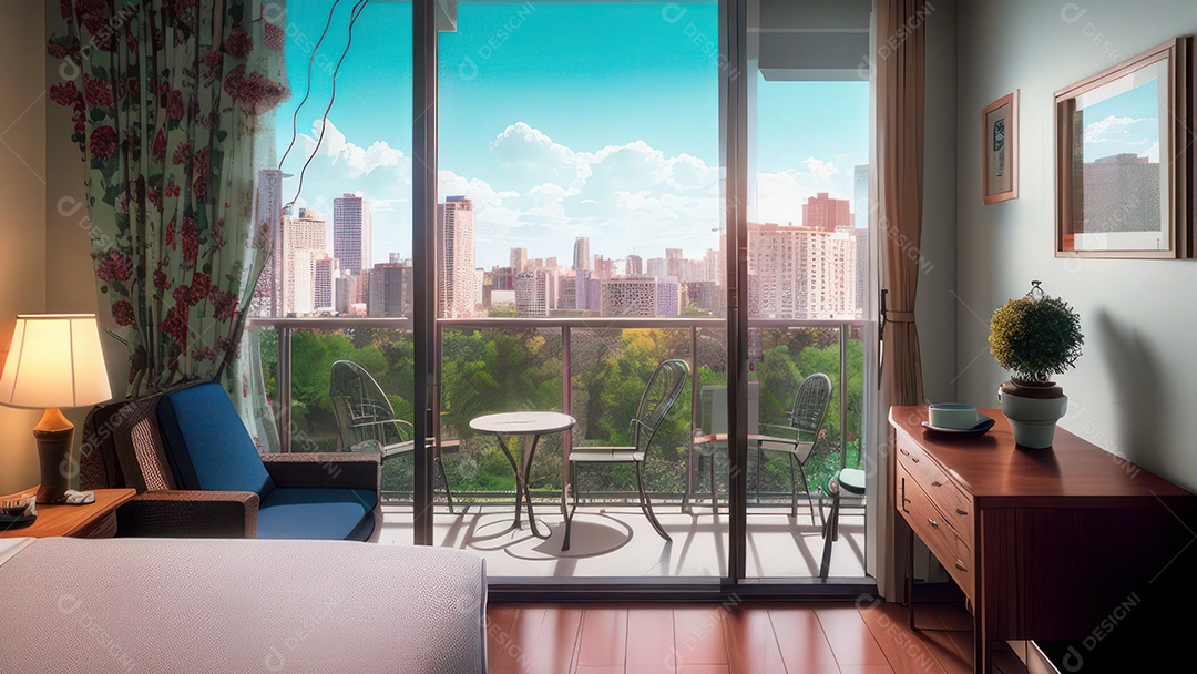 Cômodo decorado de um apartamento.