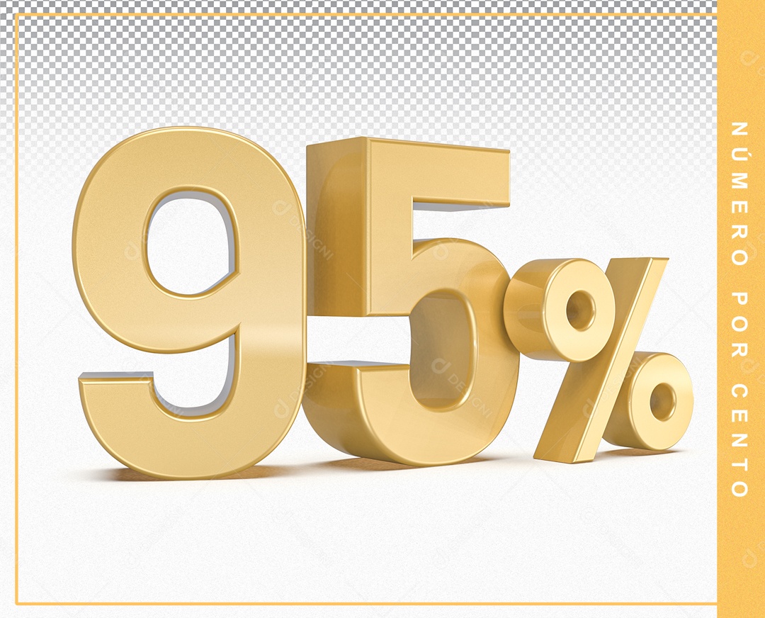 Número 3D Dourado 95% Porcento PSD