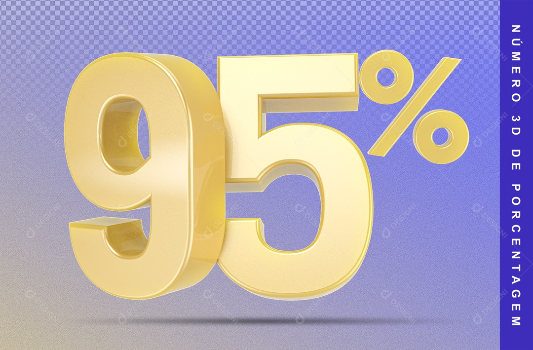 Numero 3D Dourado 95% Porcento PSD