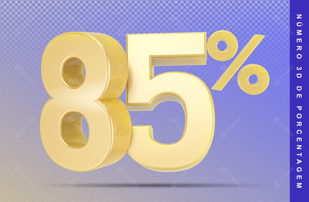 Numero 3D Dourado 85% Porcento PSD