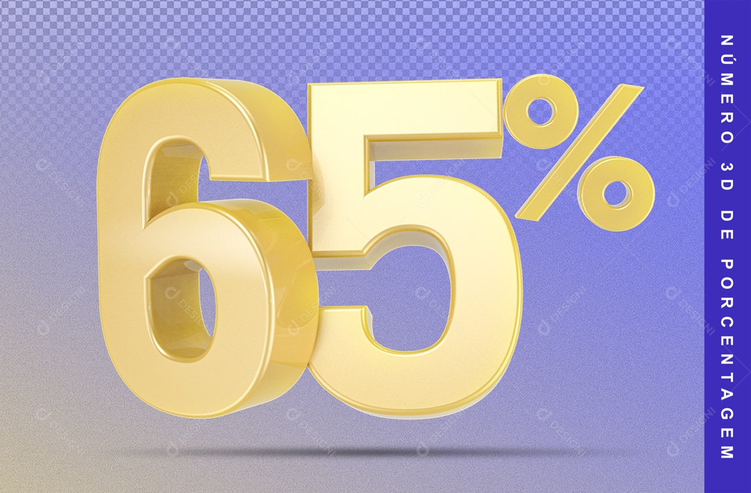 Numero 3D Dourado 65% Porcento PSD