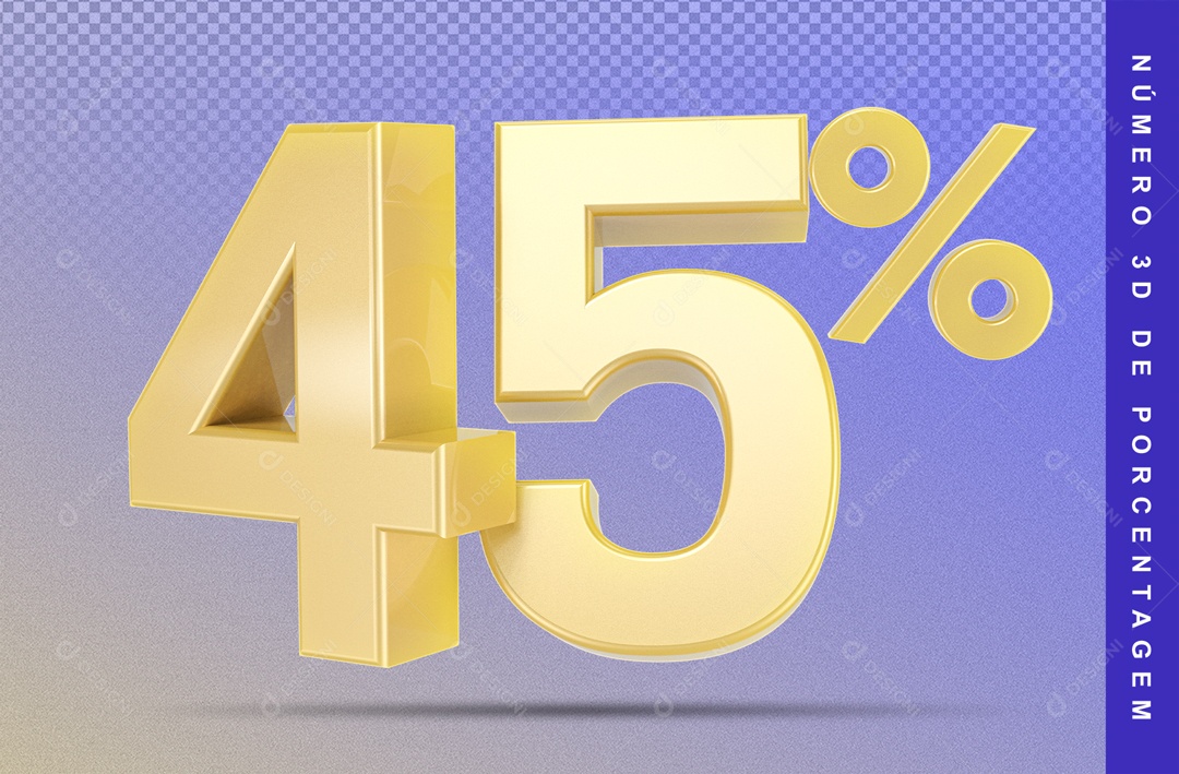 Numero 3D Dourado 45% Porcento PSD