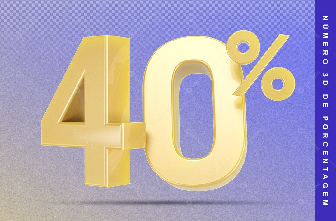 Numero 3D Dourado 40% Porcento PSD