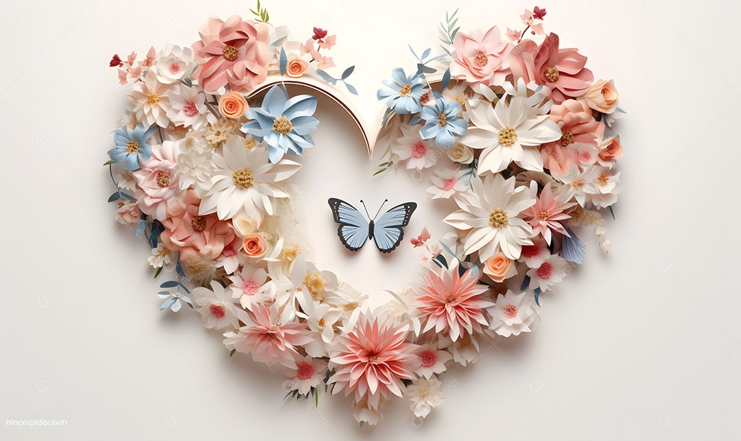 Folhas em formato de coração sobre fundo isolado