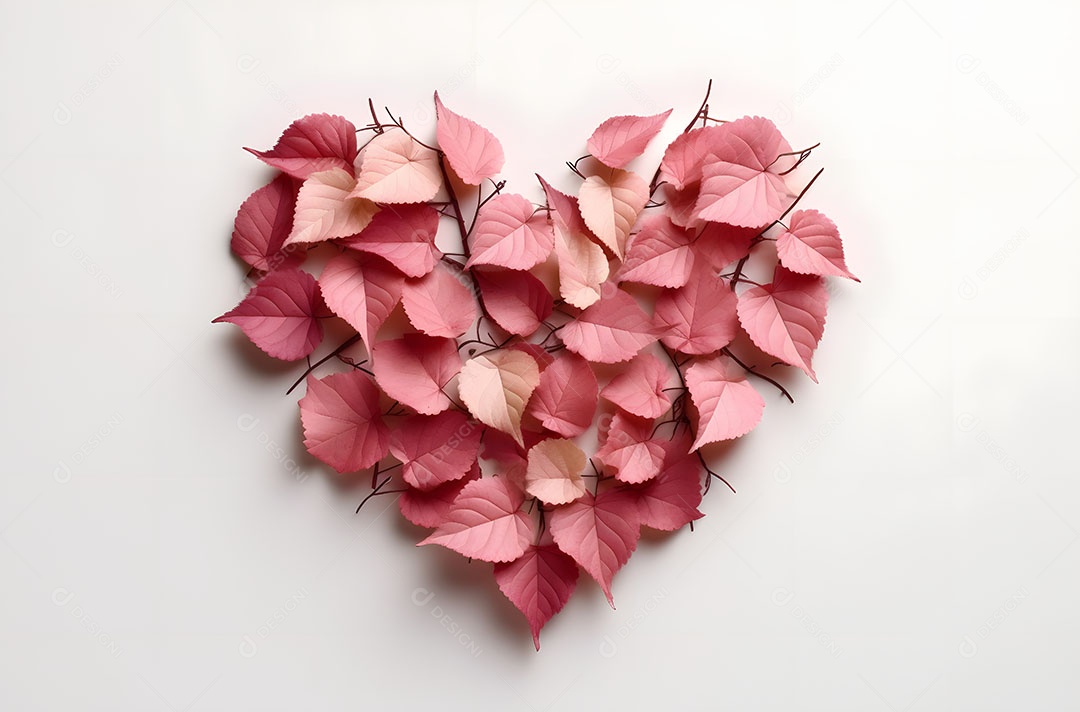 Folhas em formato de coração sobre fundo isolado
