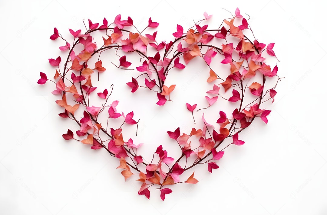 Folhas em formato de coração sobre fundo isolado