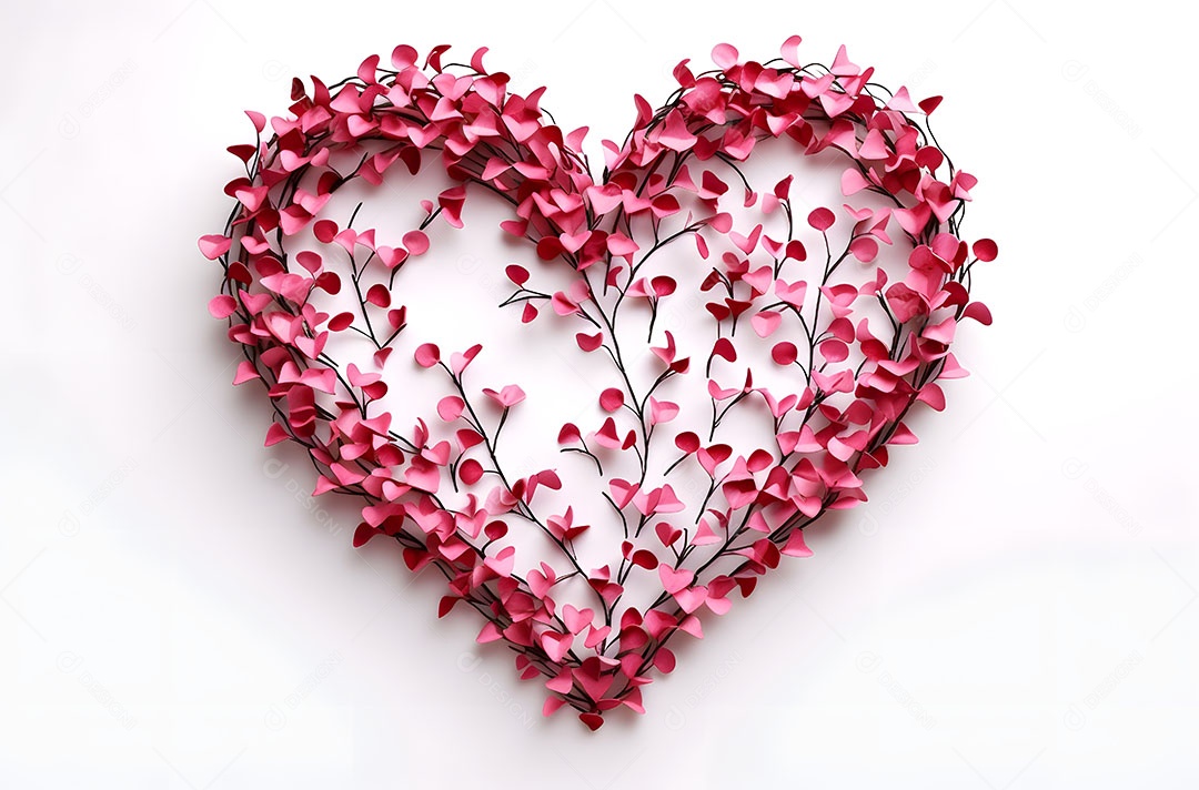 Folhas em formato de coração sobre fundo isolado