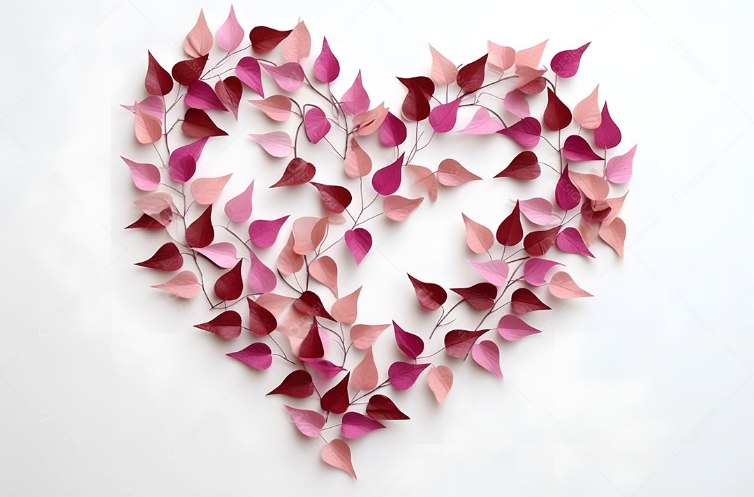Folhas em formato de coração sobre fundo isolado